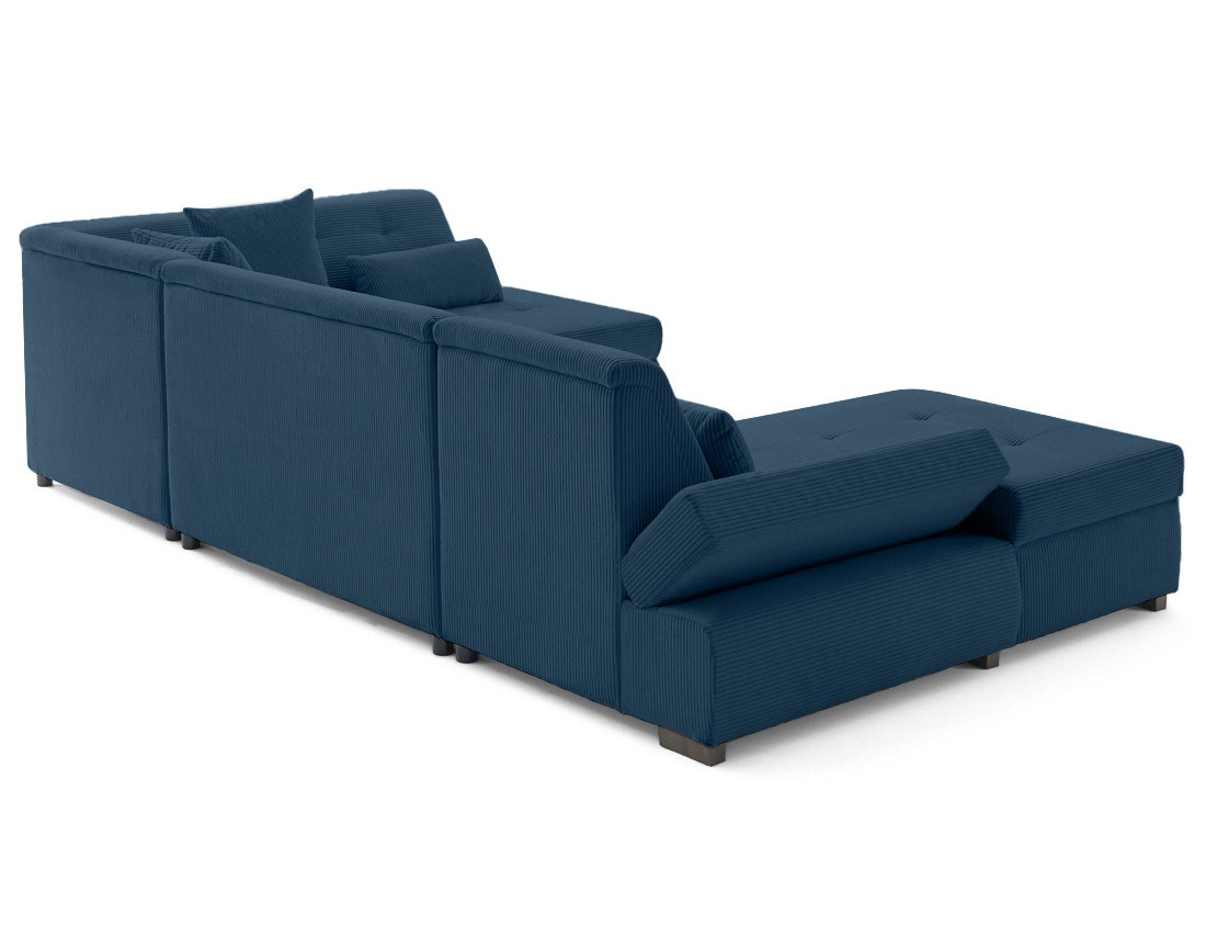 Canapé panoramique d'angle droit 7 places en velours côtelé Vermont S