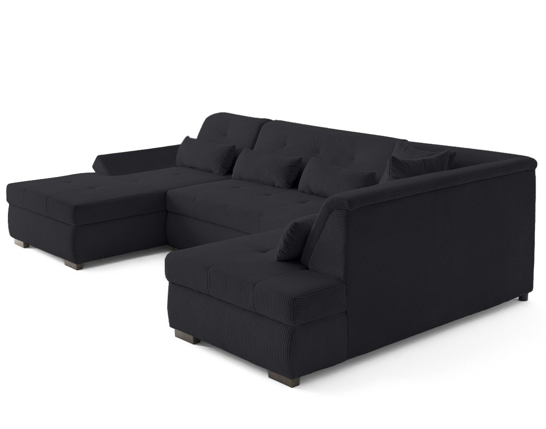 Canapé panoramique d'angle droit 7 places en velours côtelé Vermont S