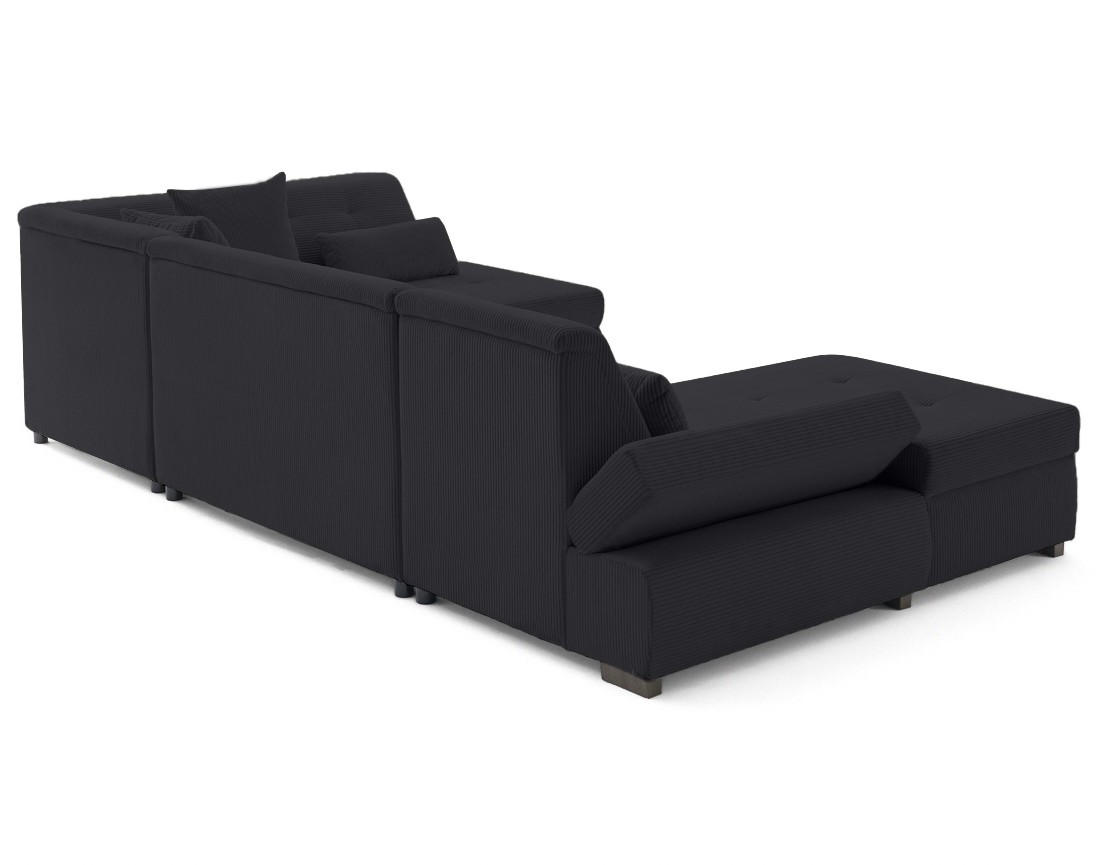 Canapé panoramique d'angle droit 7 places en velours côtelé Vermont S