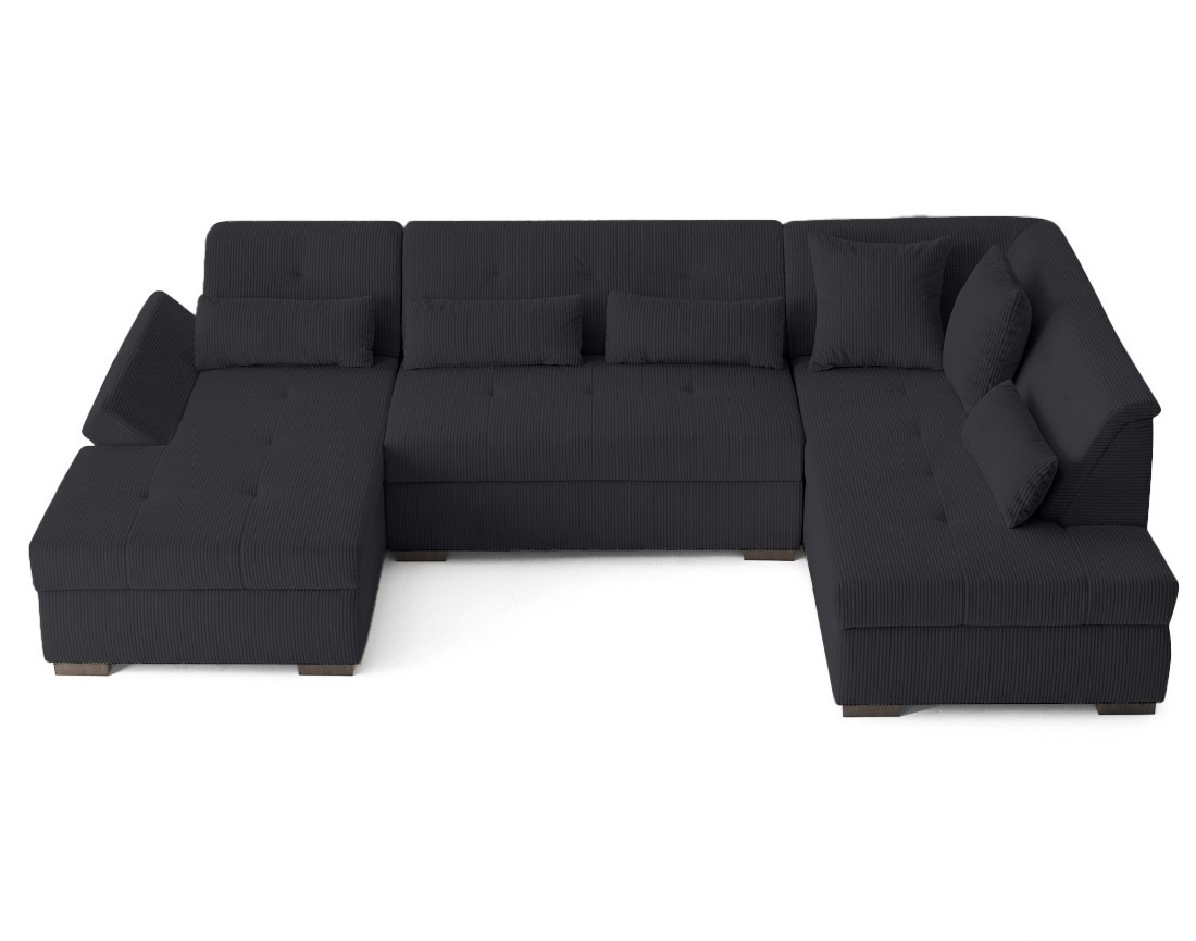 Canapé panoramique d'angle droit 7 places en velours côtelé Vermont S