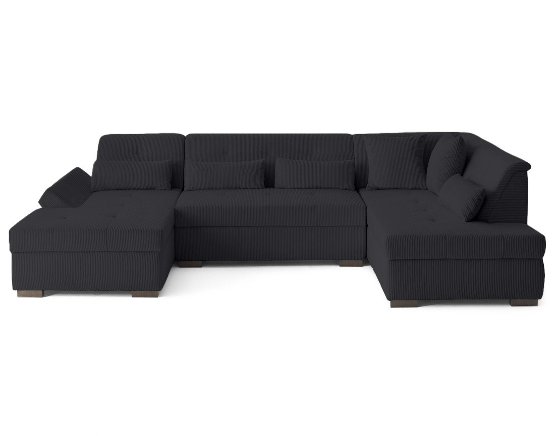 Canapé panoramique d'angle droit 7 places en velours côtelé Vermont S