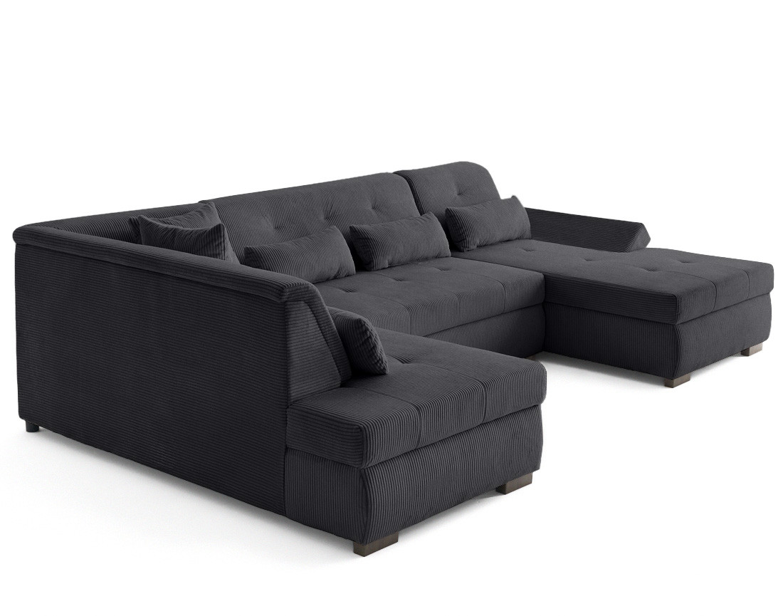 Canapé panoramique d'angle gauche 7 places en velours côtelé Vermont S