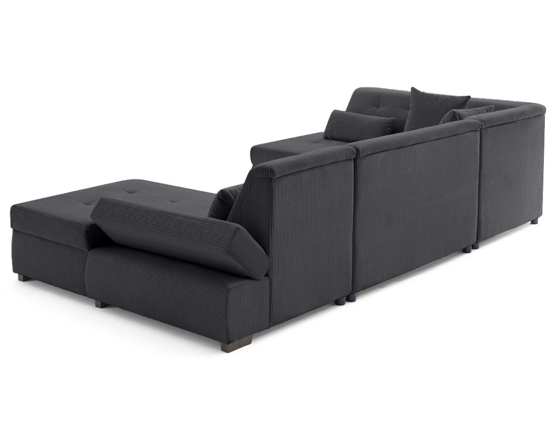 Canapé panoramique d'angle gauche 7 places en velours côtelé Vermont S