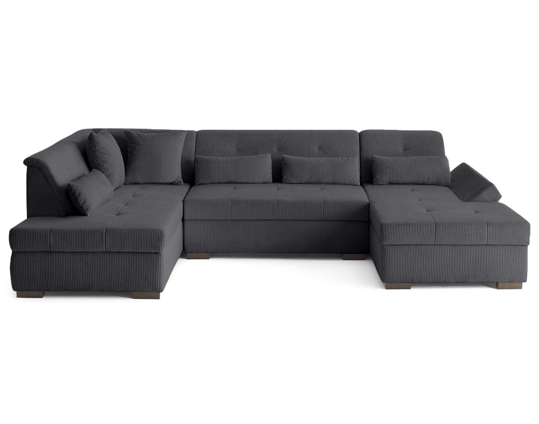Canapé panoramique d'angle gauche 7 places en velours côtelé Vermont S
