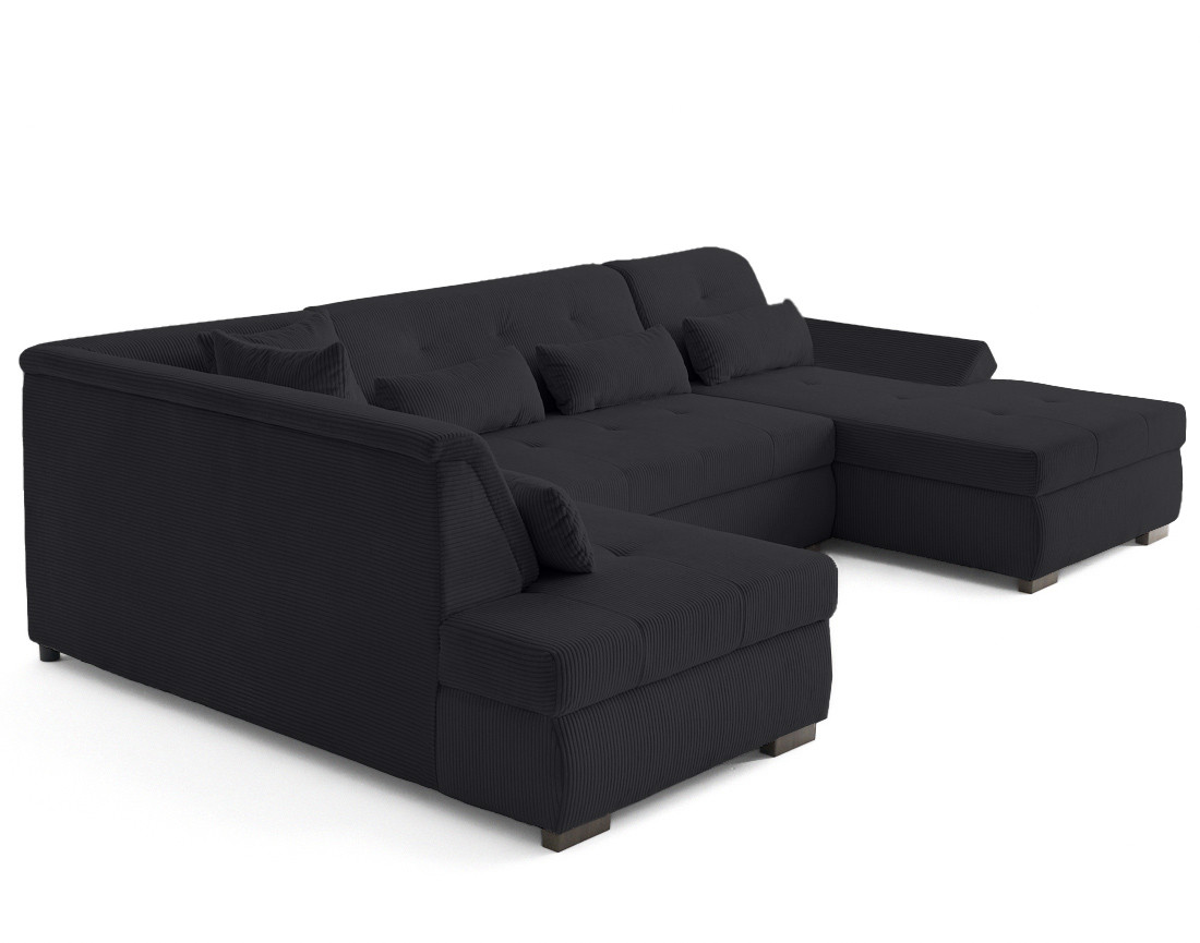 Canapé panoramique d'angle gauche 7 places en velours côtelé Vermont S