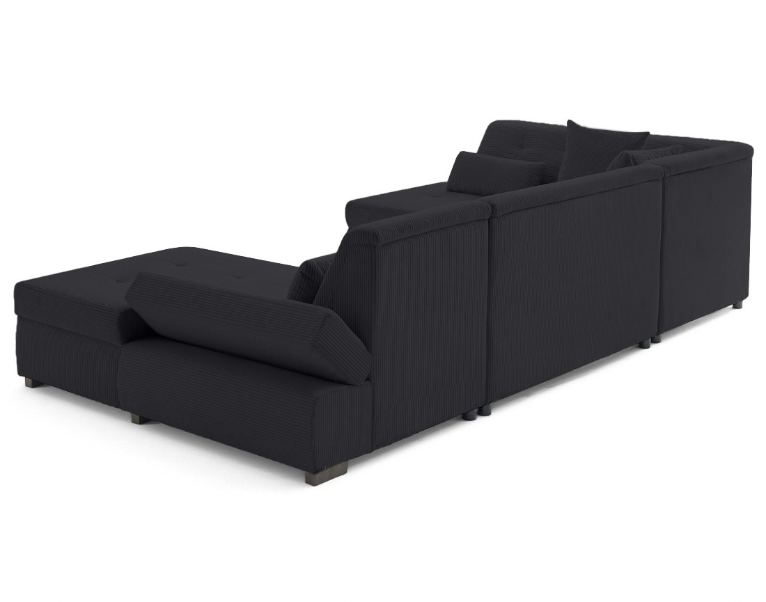 Canapé panoramique d'angle gauche 7 places en velours côtelé Vermont S