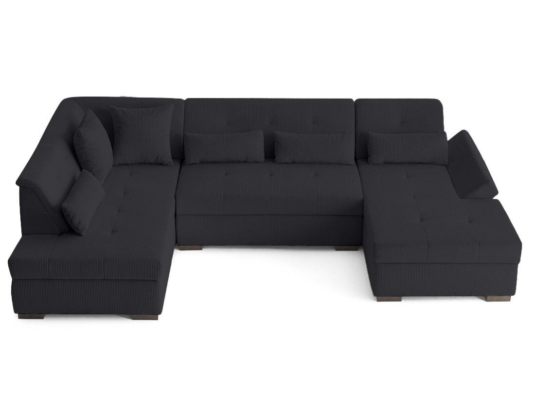 Canapé panoramique d'angle gauche 7 places en velours côtelé Vermont S
