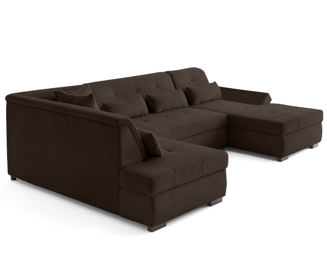 Canapé panoramique d'angle gauche 7 places en velours côtelé Vermont S