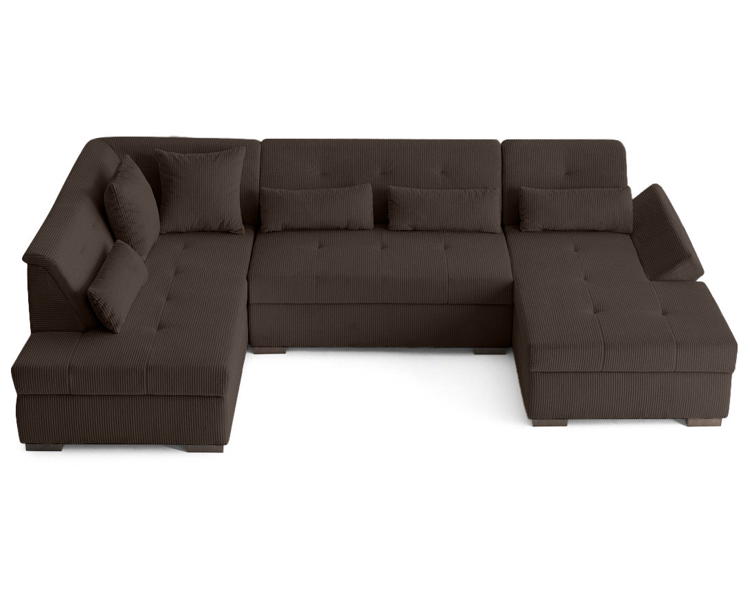 Canapé panoramique d'angle gauche 7 places en velours côtelé Vermont S