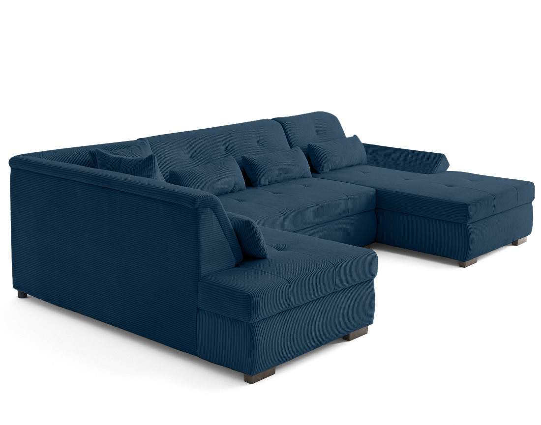 Canapé panoramique d'angle gauche 7 places en velours côtelé Vermont S