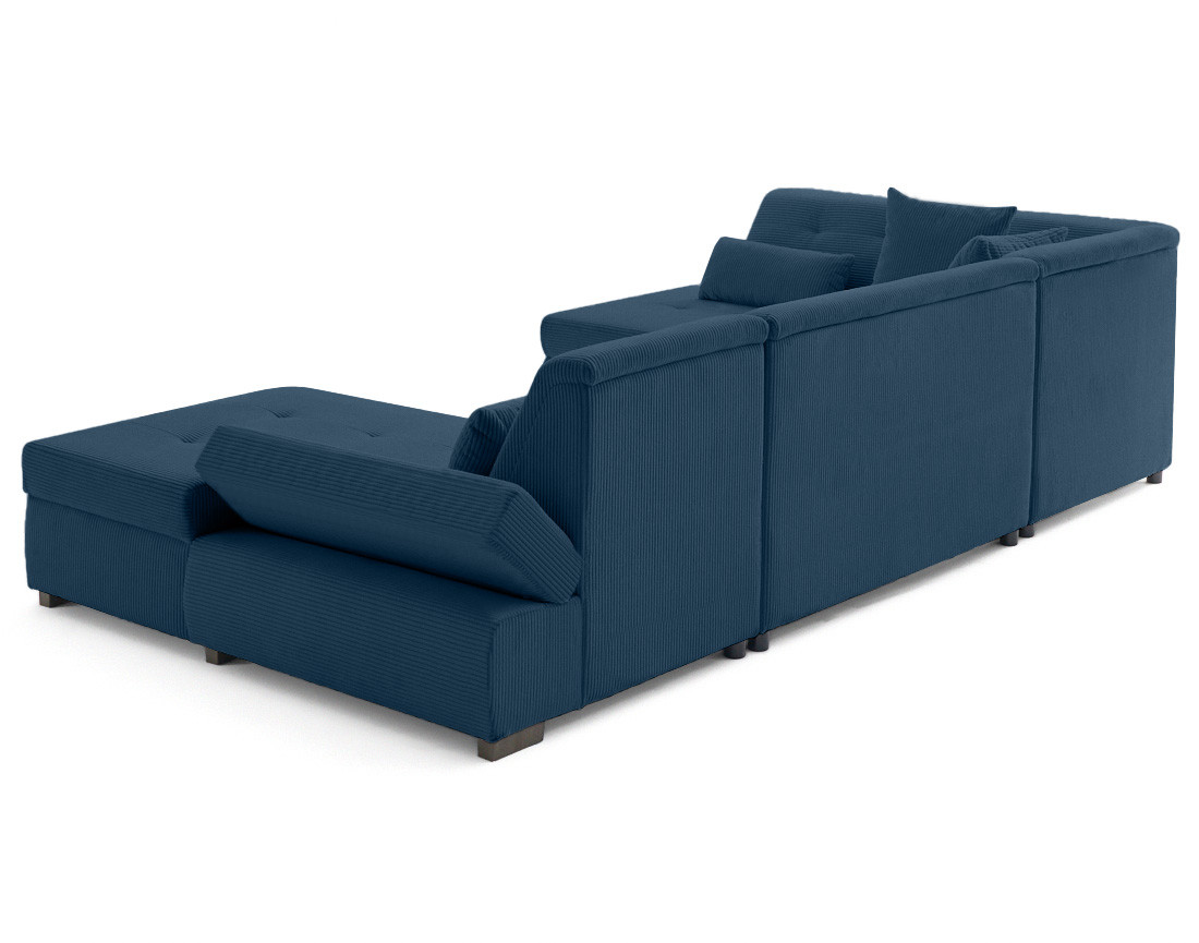 Canapé panoramique d'angle gauche 7 places en velours côtelé Vermont S