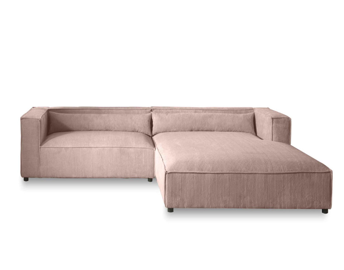 Ela - canapé d'angle droit 4 places en velours côtelé - style contemporain