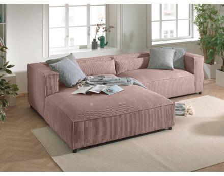 Ela - canapé d'angle gauche 4 places - en velours côtelé - style contemporain