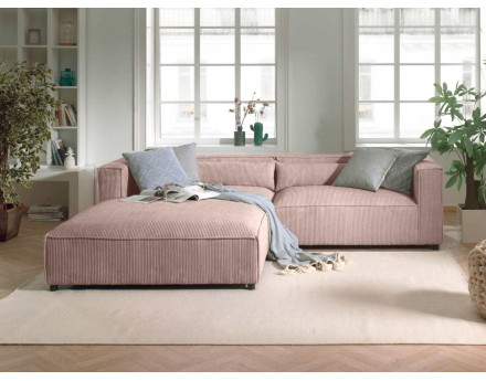 Ela - canapé d'angle gauche 4 places - en velours côtelé - style contemporain
