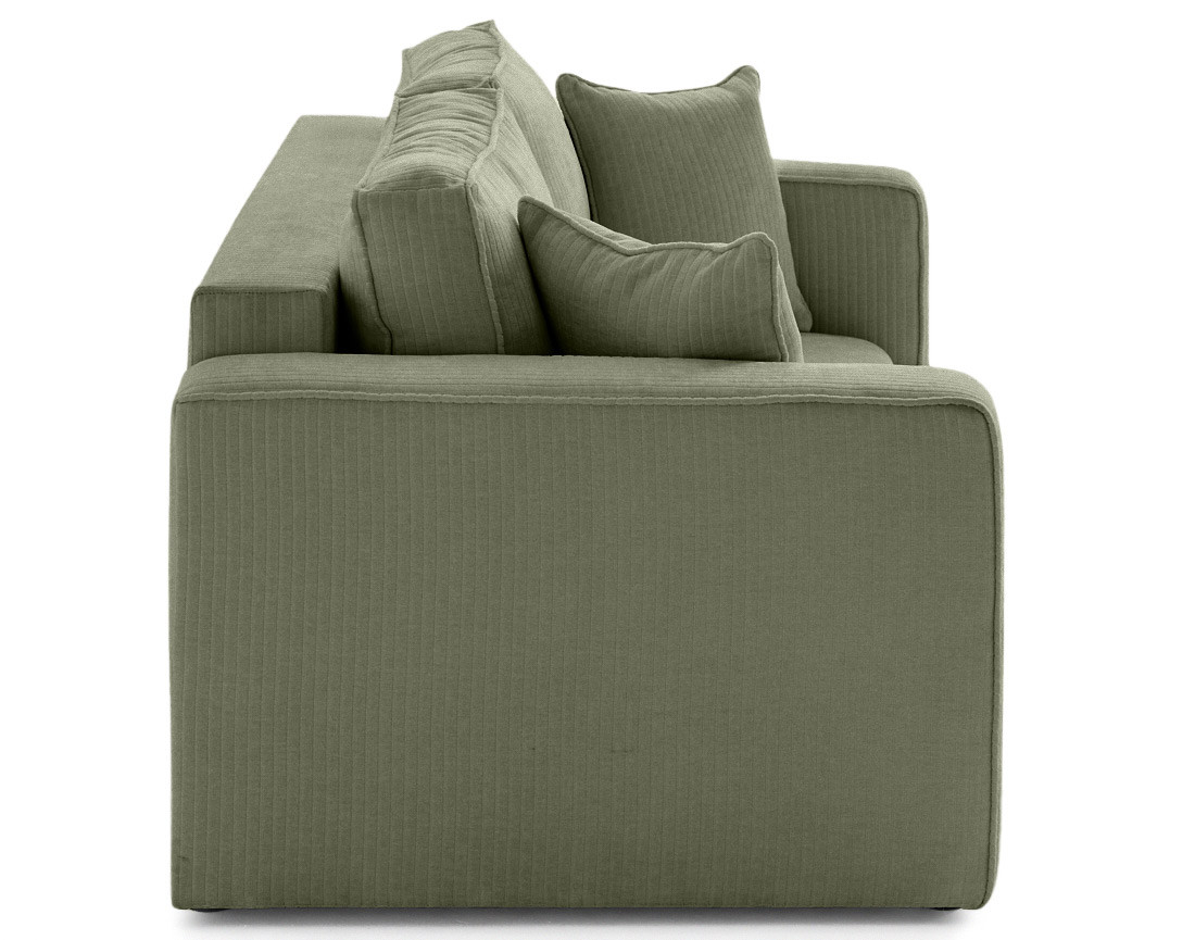 Canapé droit 2 places en velours côtelé plat Topaze