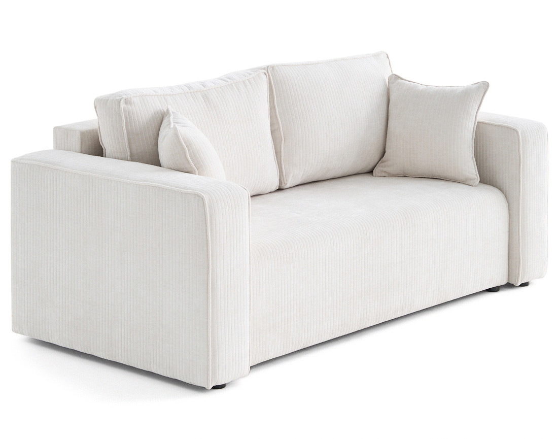 Canapé droit 2 places en velours côtelé plat Topaze