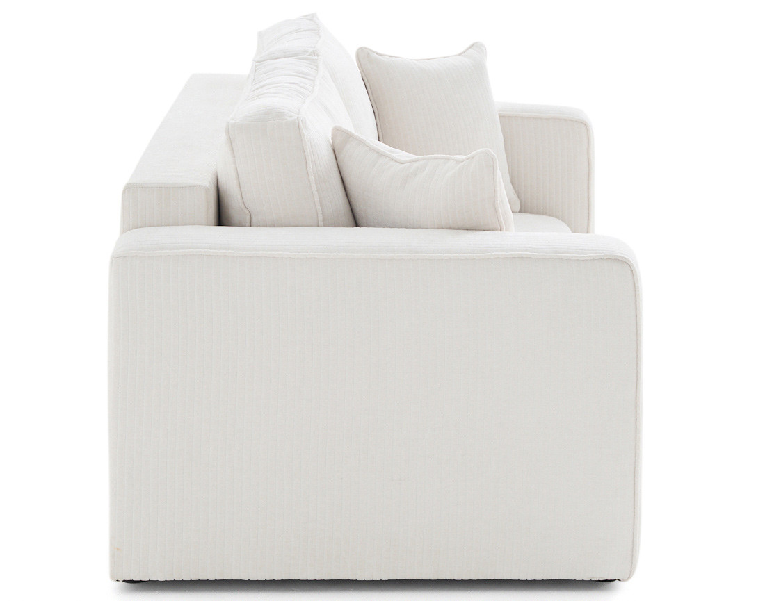 Canapé droit 2 places en velours côtelé plat Topaze