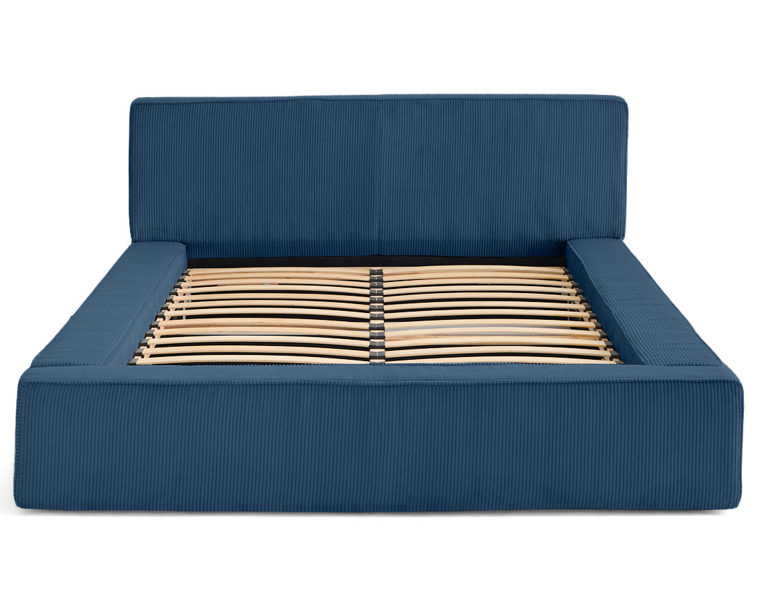 Lit coffre 160x200 cm sommier inclus velours côtelé Topaze