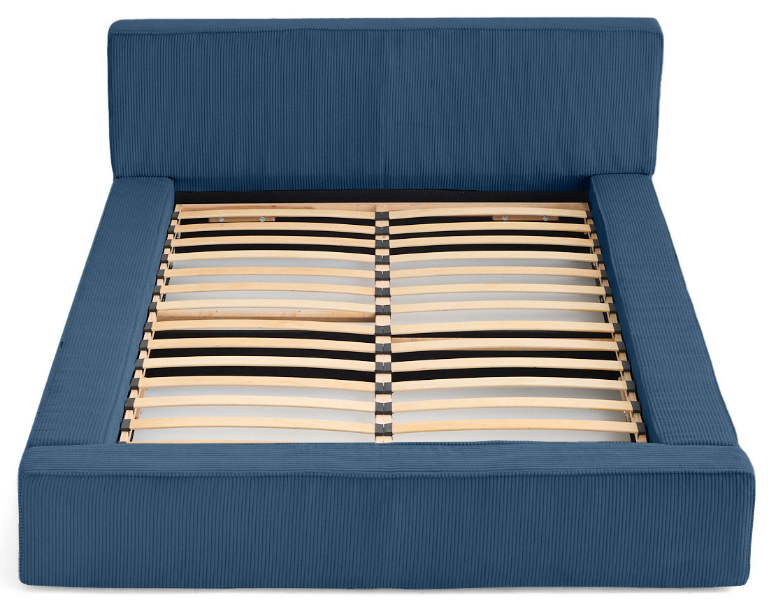 Lit coffre 160x200 cm sommier inclus velours côtelé Topaze