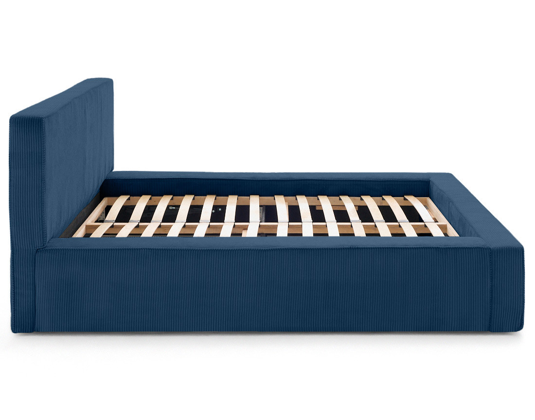 Lit coffre 160x200 cm sommier inclus velours côtelé Topaze