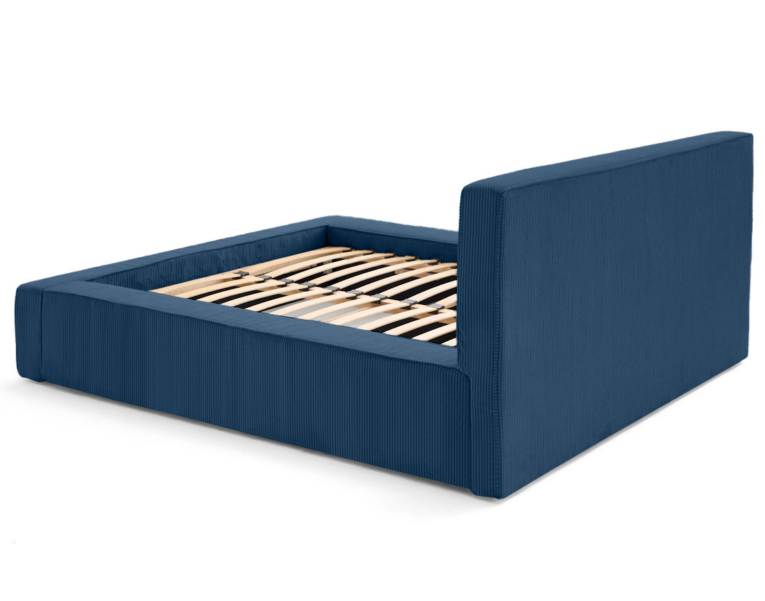 Lit coffre 160x200 cm sommier inclus velours côtelé Topaze