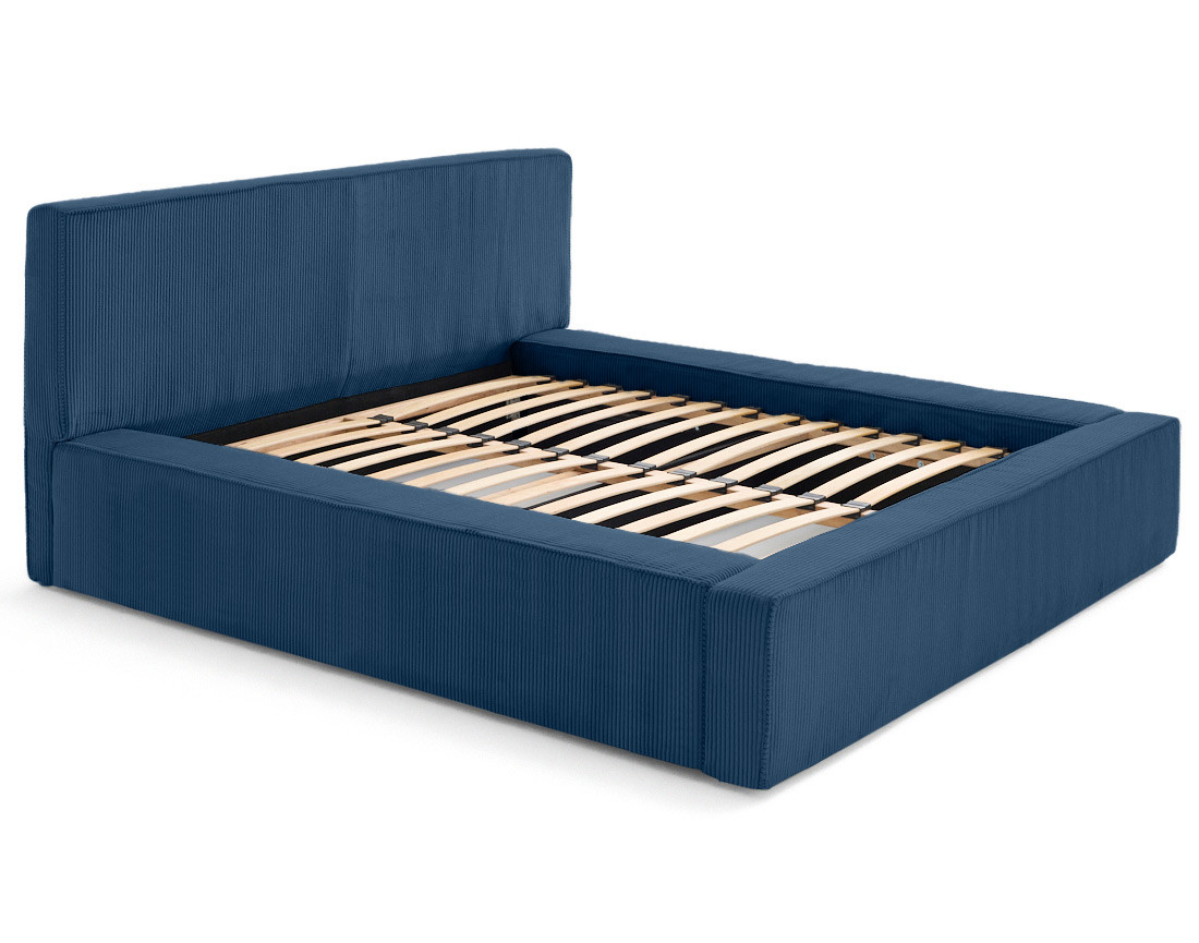 Lit coffre 160x200 cm sommier inclus velours côtelé Topaze