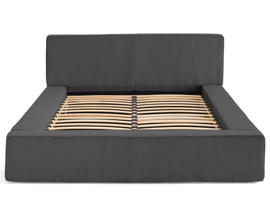 Lit coffre 160x200 cm sommier inclus velours côtelé Topaze
