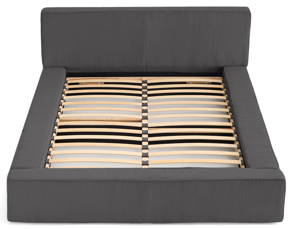 Lit coffre 160x200 cm sommier inclus velours côtelé Topaze