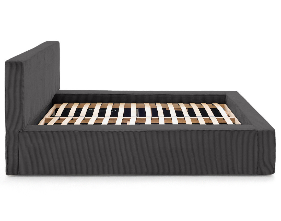 Lit coffre 160x200 cm sommier inclus velours côtelé Topaze