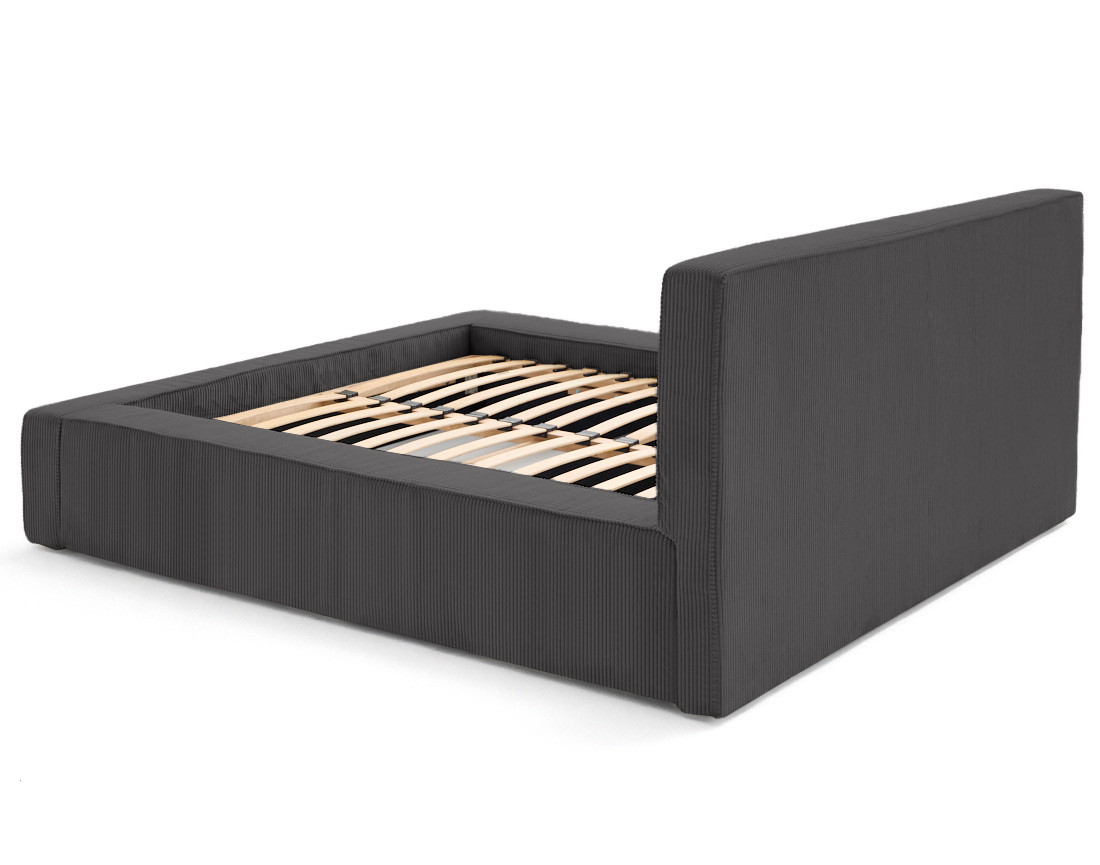 Lit coffre 160x200 cm sommier inclus velours côtelé Topaze