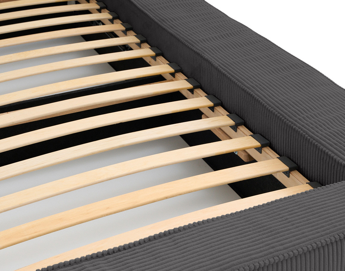 Lit coffre 160x200 cm sommier inclus velours côtelé Topaze