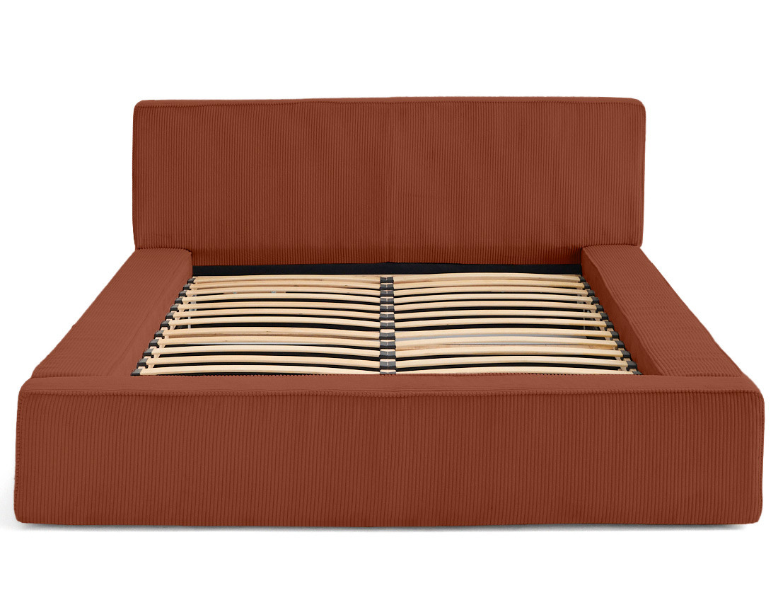 Lit coffre 160x200 cm sommier inclus velours côtelé Topaze