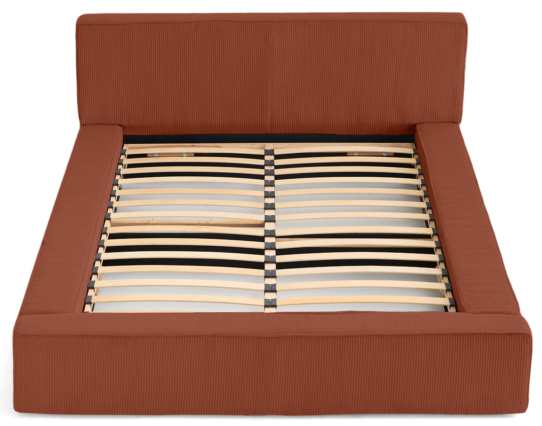 Lit coffre 160x200 cm sommier inclus velours côtelé Topaze