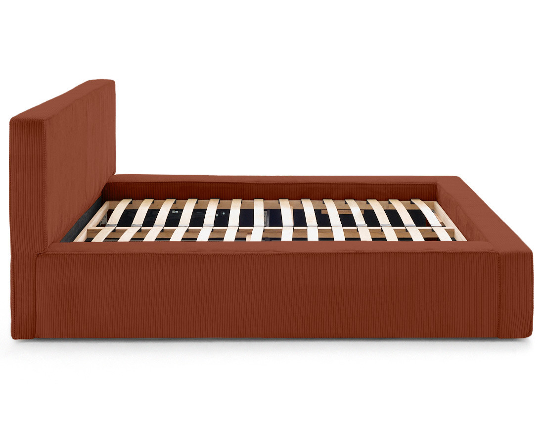 Lit coffre 160x200 cm sommier inclus velours côtelé Topaze