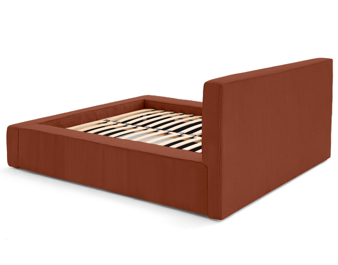 Lit coffre 160x200 cm sommier inclus velours côtelé Topaze