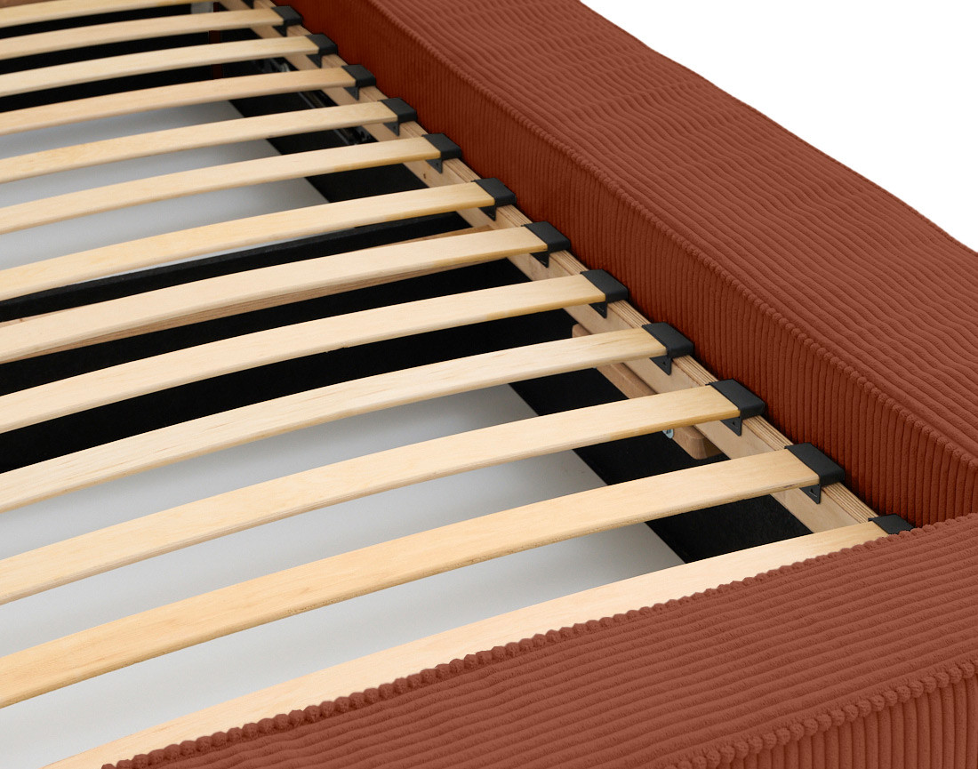 Lit coffre 160x200 cm sommier inclus velours côtelé Topaze