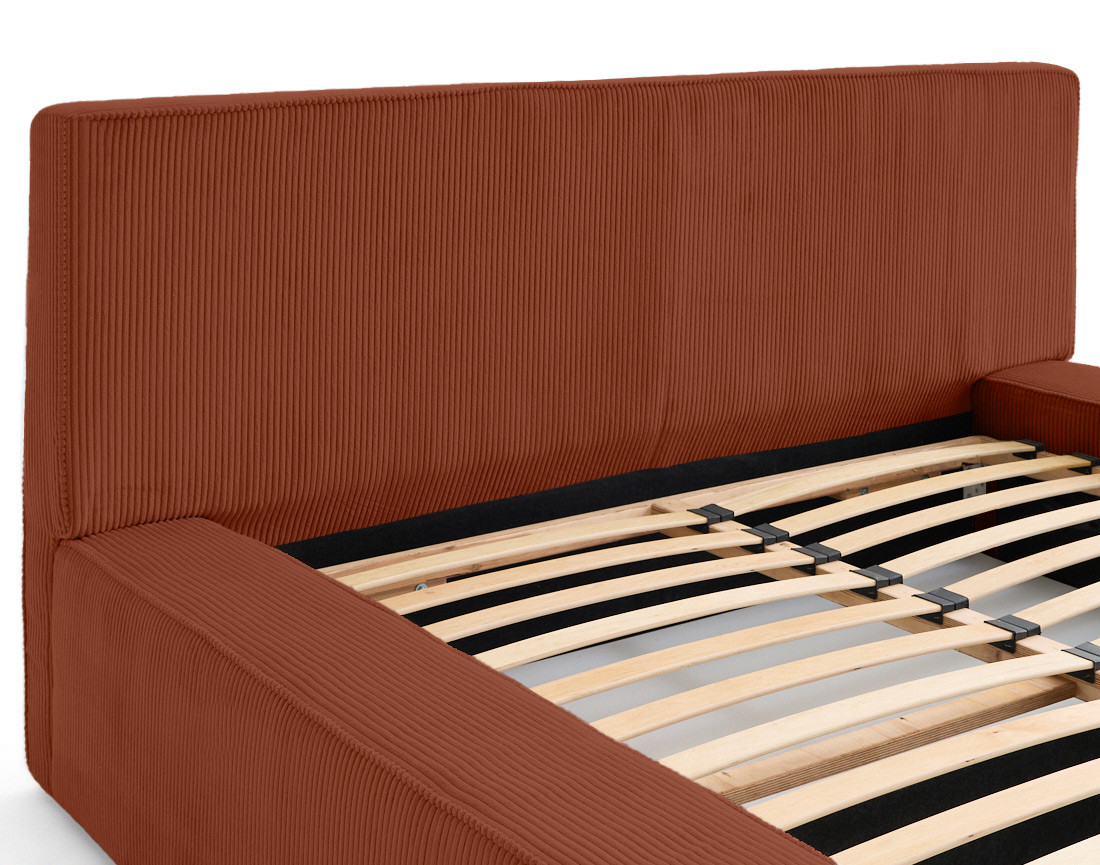 Lit coffre 160x200 cm sommier inclus velours côtelé Topaze
