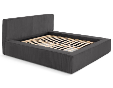 Lit coffre 180x200 cm sommier inclus velours côtelé Topaze