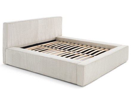 Lit coffre 140x190 cm sommier inclus velours côtelé Topaze