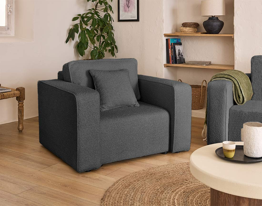 Fauteuil en tissu bouclette Topaze