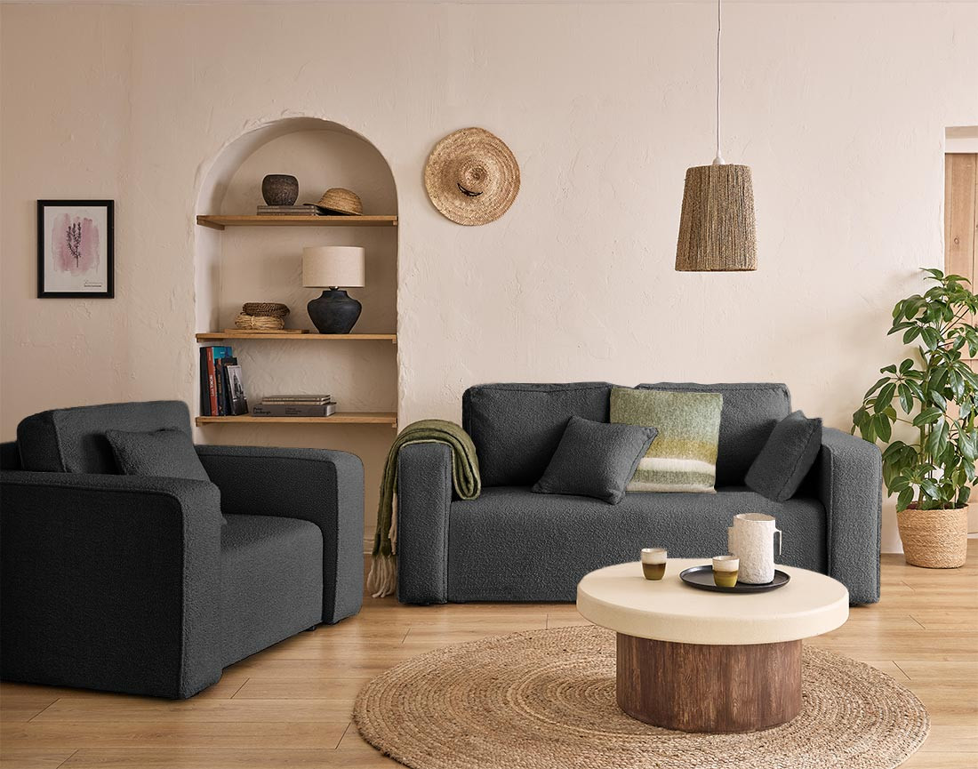 Fauteuil en tissu bouclette Topaze