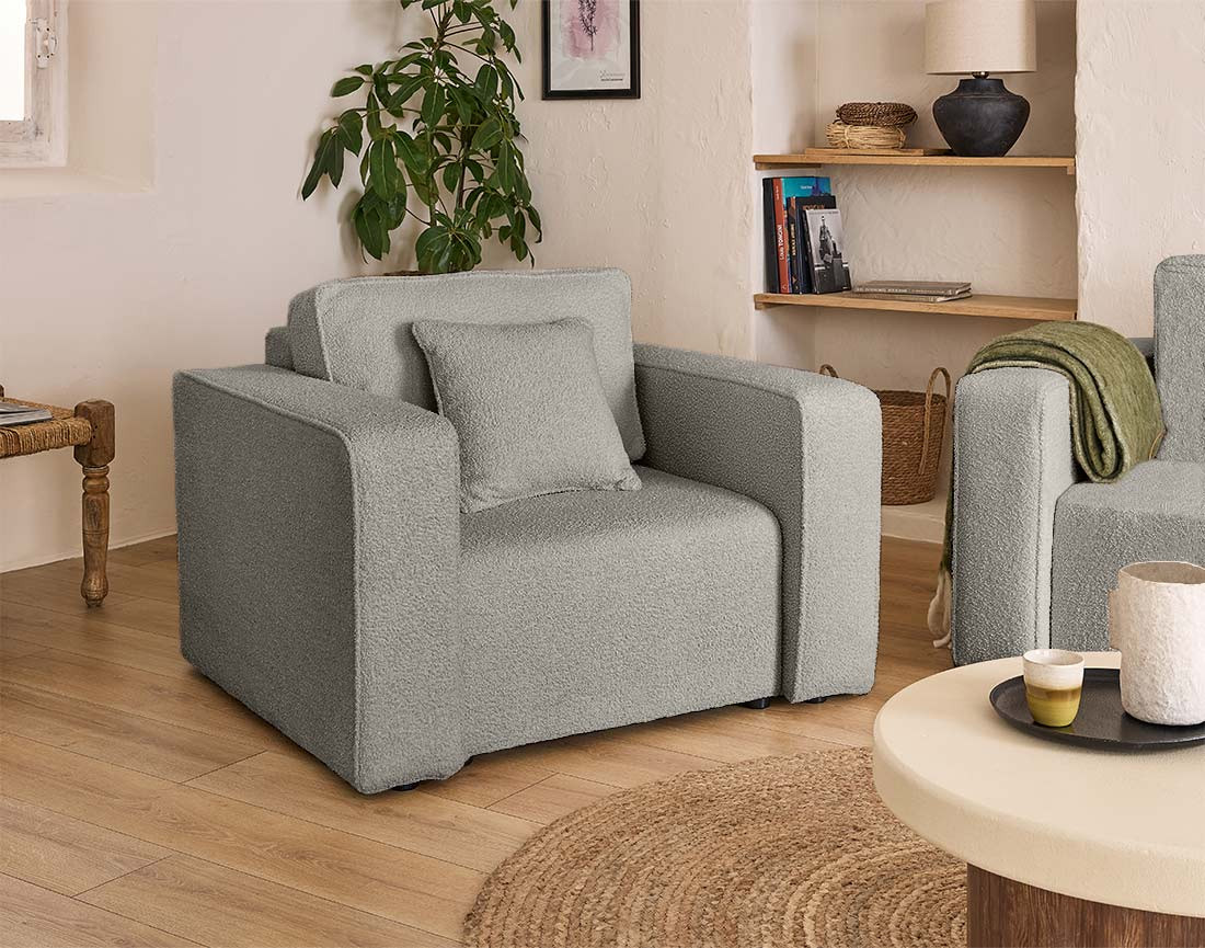 Fauteuil en tissu bouclette Topaze