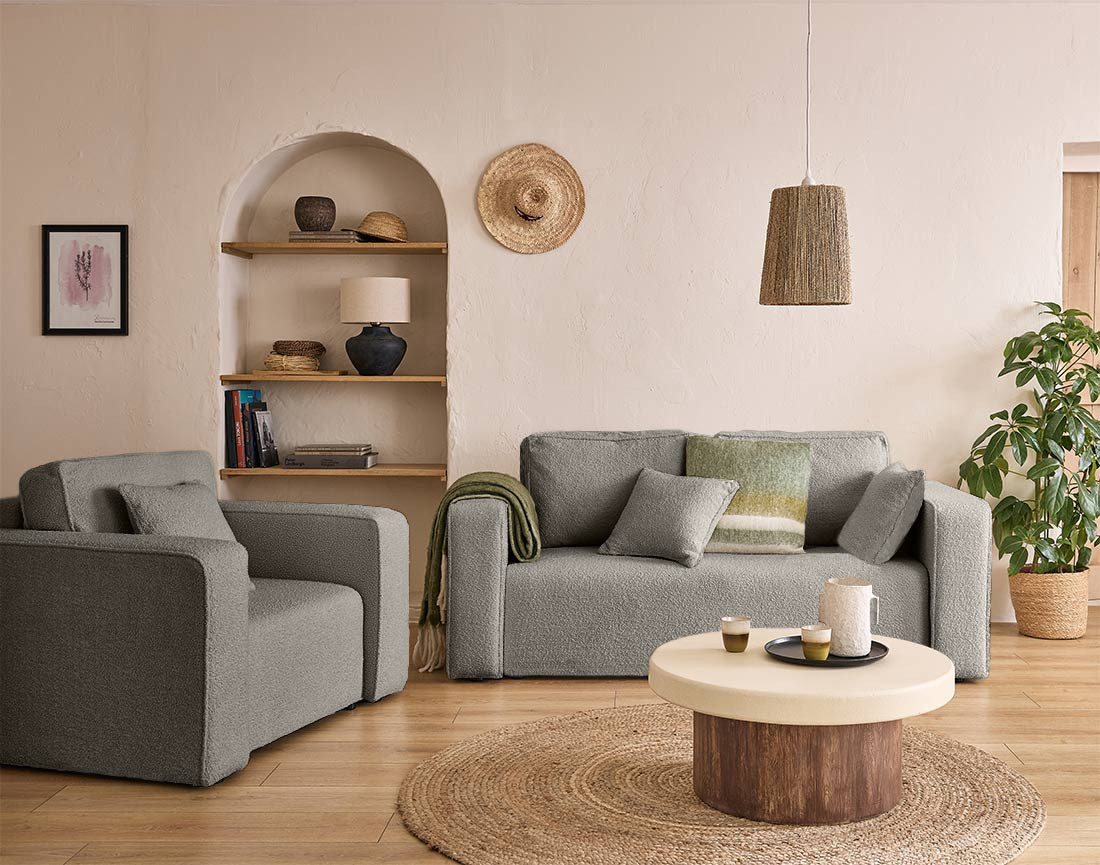 Fauteuil en tissu bouclette Topaze