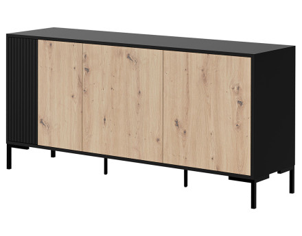 Buffet bas bois et noir 3 portes 150 cm Cambridge