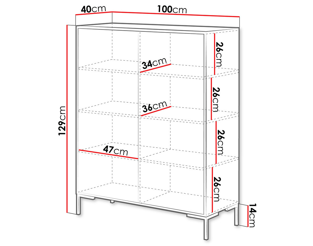 Buffet haut bois et noir 2 portes 129 cm Cambridge