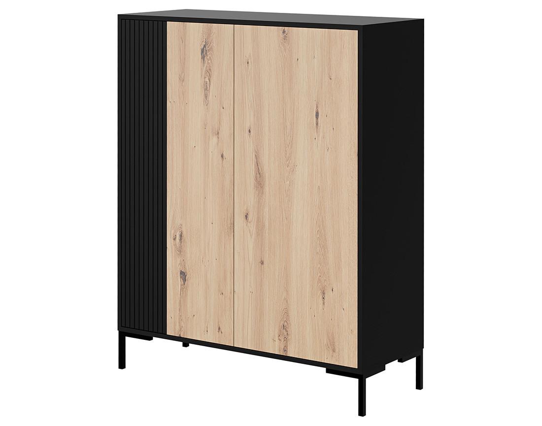 Buffet haut bois et noir 2 portes 129 cm Cambridge