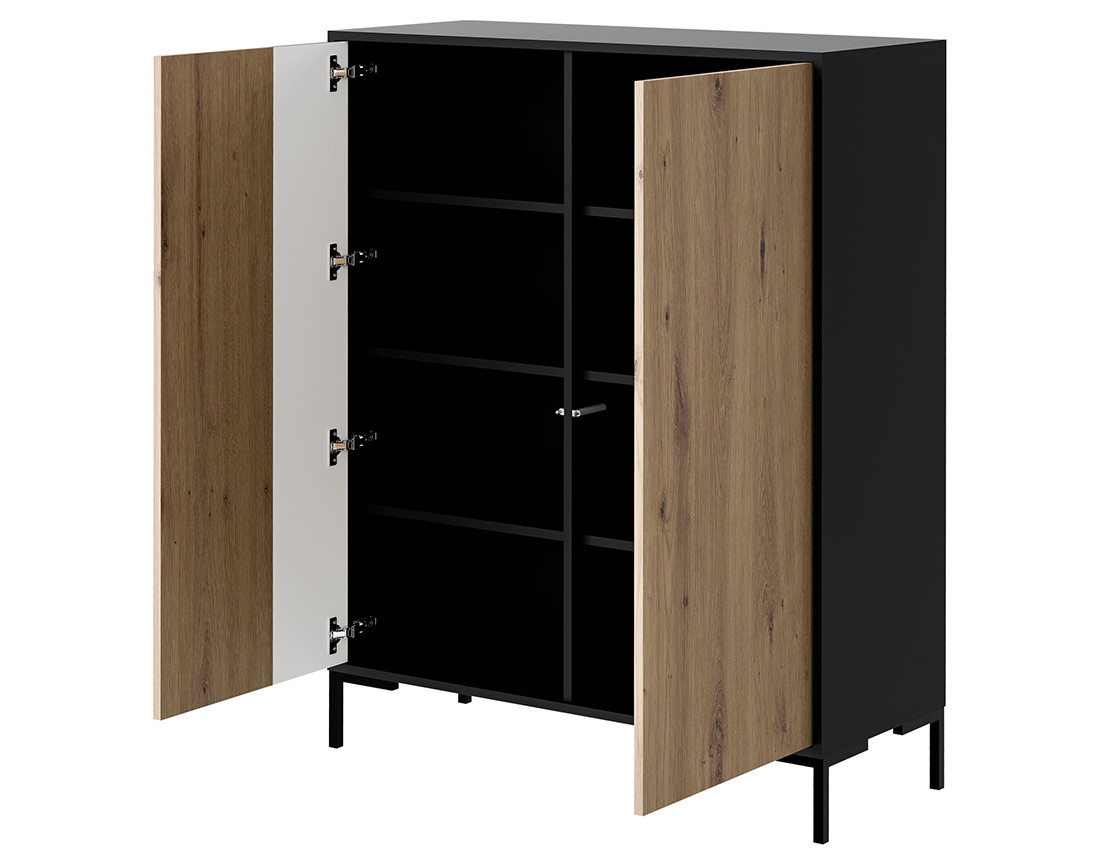 Buffet haut bois et noir 129 cm Cambridge
