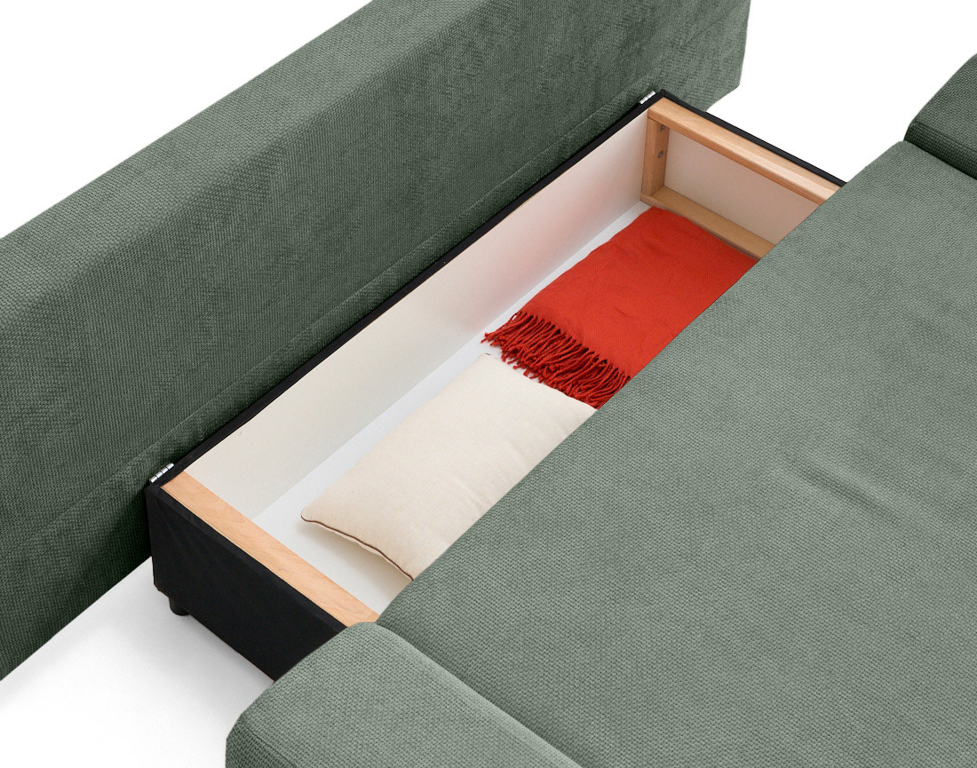 Canapé 3 places convertible avec coffre en velours texturé Larson
