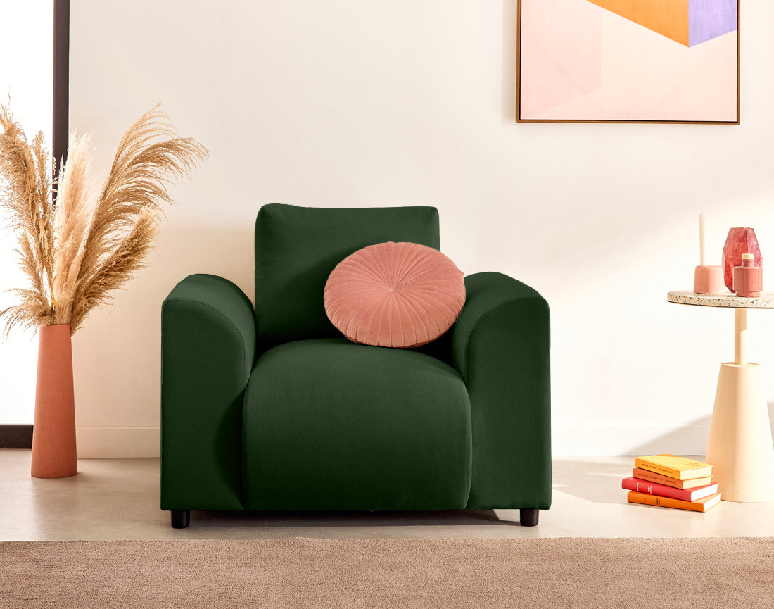 Fauteuil avec poche en velours Camelia