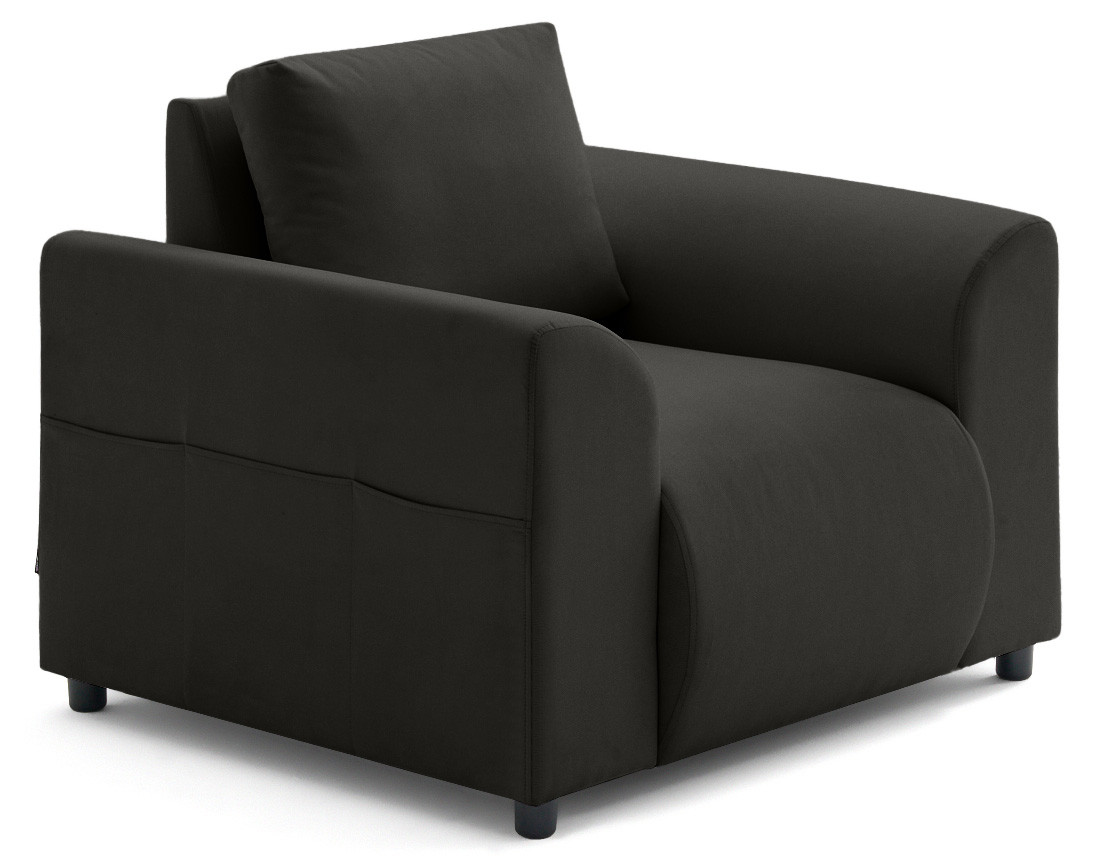 Fauteuil avec poche en velours Camelia